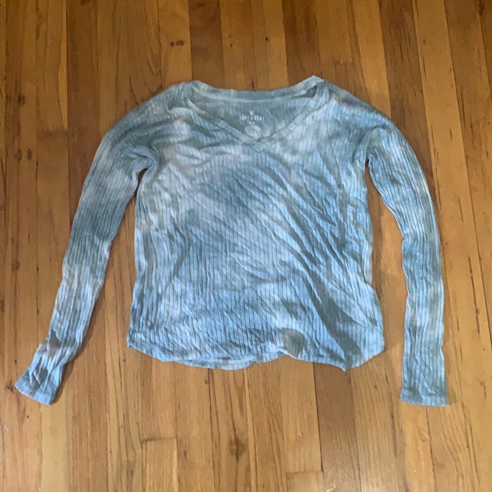 Long Sleeve American Eagle Tye Dye Blue